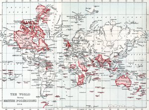 Mapa świata przedstawiająca posiadłości brytyjskie w 1904 roku. autorstwa Unbekannt