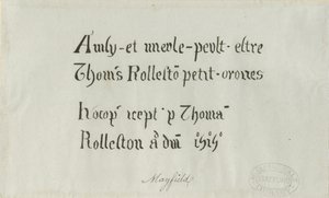 Mayfield Church – Inskrypcja Thomasa Rollestona: rysunek piórem, bd [?XVIII wiek] autorstwa Unbekannt