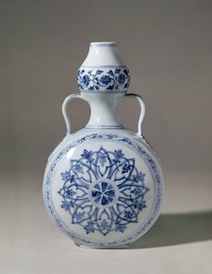 Niebiesko-biała butelka pielgrzyma Ming, sygnatura Hsuan Te (1426-35) autorstwa Unbekannt