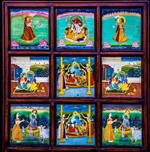 Malarstwo miniaturowe, sztuka i rzemiosło w Radżastanie, Radżastanie, Indiach, Azji (zdjęcie) autorstwa Unbekannter Künstler