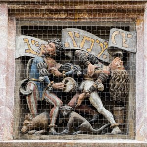 Tancerze Morrisa, płaskorzeźba na Goldenes Dachl oriel, Innsbruck, Tyrol, Austria, Europa (zdjęcie) autorstwa Unbekannter Künstler