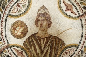 Mozaika: jedna z dziewięciu muz. Polymnia: pieśń religijna i retoryczna (szczegół). III AD/Musee d