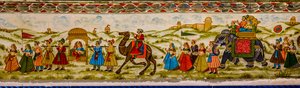 Mural, Patwon-Ki-Haveli, Jaisalmer, uma cidade exótica no deserto de Thar, Jaisalmer, Rajasthan, Índia, Ásia (foto)polonês autorstwa Unbekannter Künstler