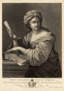 Musica inter artes ingenua numerata, rycina autorstwa Pietro Savorelli na podstawie obrazu Giovanniego Francesco Romanellego, barokowego malarza z XVIII wieku. autorstwa Unbekannter Künstler