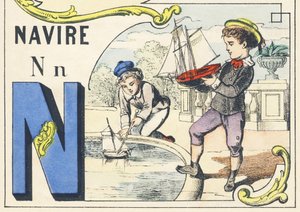 N: statek - alfabet gier, c.1890 (ilustracja) autorstwa Unbekannt