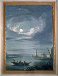 Nocna scena z rybakami. Fresk z Sala del Consiglio (Sala Rady) autorstwa Unbekannter Künstler