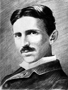 Nikola Tesla, urodzony w Chorwacji inżynier serbski, fizyk i wynalazca, ok. 1885 autorstwa Unbekannter Künstler