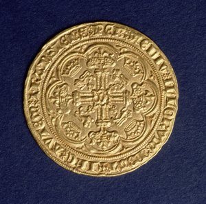 Szlachta Edwarda III (1312-77) rewers przedstawiający wzór krzyża, mennica Calais, wprowadzona 1344 (złoto) (awers zob.: 110161) autorstwa Unbekannt