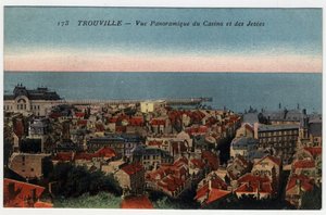 Normandia, Calvados (14), Trouville: panorama kasyna i pomostów - Pocztówka koniec XIX-XX w. autorstwa William M. Timlin