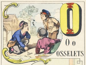 O : osselets - alfabet gier, c.1890 (ilustracja) autorstwa Unbekannt