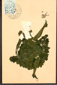 Stara pocztówka/francuski kankan/Kobieta Belle Epoque autorstwa William M. Timlin