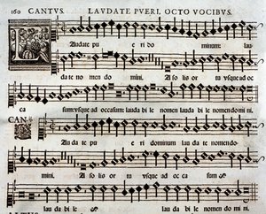 Page of Musical Score of Laudate Pueri Psalm z 8 głosami Thomasa Luisa de Victoria autorstwa Unbekannter Künstler