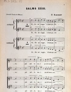 Strona partytury muzycznej Psalmu 23, op 132, D 706 autorstwa Franza Schuberta autorstwa Unbekannter Künstler