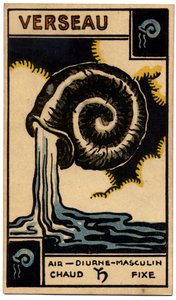 Paranormalne. Astrologia. Wodnik (Nosiciel Wody). Karta astrologiczna z: Le Tarot Astrologique (Astrological Tarot), Georges Muchery, Francja autorstwa Unbekannter Künstler