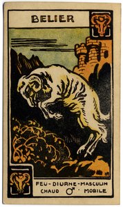 Paranormalne. Astrologia. Baran (Baran). Karta astrologiczna z: Le Tarot Astrologique (Astrological Tarot), Georges Muchery, Francja autorstwa Unbekannter Künstler