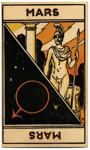 Paranormalne. Astrologia. Mars (planeta). Karta astrologiczna z: Le Tarot Astrologique (Astrological Tarot), Georges Muchery, Francja autorstwa Unbekannter Künstler