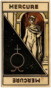 Paranormalne. Astrologia. Planeta Merkury). Karta astrologiczna z: Le Tarot Astrologique (Astrological Tarot), Georges Muchery, Francja autorstwa Unbekannter Künstler