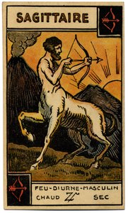 Paranormalne. Astrologia. Strzelec (Łucznik). Karta astrologiczna z: Le Tarot Astrologique (Astrological Tarot), Georges Muchery, Francja autorstwa Unbekannter Künstler