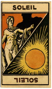 Paranormalne. Astrologia. Słońce (gwiazda). Karta astrologiczna z: Le Tarot Astrologique (Astrological Tarot), Georges Muchery, Francja autorstwa Unbekannter Künstler