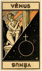 Paranormalne. Astrologia. Wenus (planeta). Karta astrologiczna z: Le Tarot Astrologique (Astrological Tarot), Georges Muchery, Francja autorstwa Unbekannter Künstler