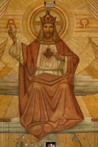 Kościół parafialny (Heilig-Hartkerk). Wnętrze. Modernizm. Chór. Mozaika. Chrystus. autorstwa Unbekannt