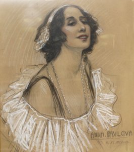 Pastelowy rysunek rosyjskiej tancerki baletowej Anny Pawłowej w London Jewish Cultural Centre, Londyn, Wielka Brytania. autorstwa Unbekannt