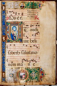 Biblioteka Piccolomini: Księga Chóralna, dor. 14.P., nn. 46r z „Św. Elżbieta, autorstwa Giovanniego di Giuliano Boccardi, znanego jako Boccardino Starszy. autorstwa Unbekannter Künstler