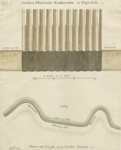 Pipehill - Barykada wojskowa: rysunek akwarelowy, bd [1749-1823] autorstwa Unbekannt