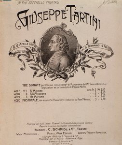 Portret Giuseppe Tartiniego. Frontyspis partytury Sonat autorstwa Unbekannter Künstler