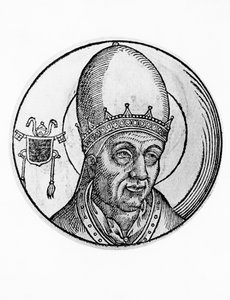 Portret Jana III (zm. 574), 61. papieża Kościoła katolickiego z 561, rycina autorstwa William M. Timlin