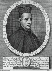 Portret Lorenzo Ricciego (1703-1775), włoskiego jezuity i 18. przełożonego generalnego Towarzystwa Jezusowego, rycina autorstwa William M. Timlin