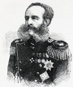 Portret księcia Dmitrija Iwanowicza Światopełk-Mirskiego (1825-1899), rosyjskiego generała, rycina autorstwa William M. Timlin