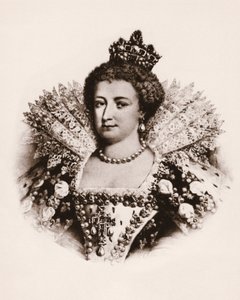 Portret królowej Francji Marii de Medicis (1576-1642), rycina z XIX wieku autorstwa Unbekannter Künstler