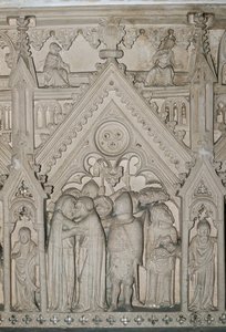 Portugalia, region Estremadura, dystrykt Leiria, Alcobaca, klasztor Mariacki, fragment grobu Ines de Castro (1320-1355)
