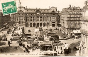 Pocztówka/Gare Saint Lazare/Paryż/Seine/Ile de France/Francja autorstwa William M. Timlin