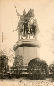 Pocztówka/Posąg Karola Wielkiego/Paryż/Sekwana/Ile de France/Francja autorstwa William M. Timlin