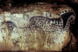 Prehistoryczna jaskinia Pech Merle/Konie Spot i negatywne dłonie/25 000 lat/Cabrrets/Lot/Midi Pyrenees/Francja autorstwa Unbekannt