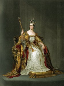 Angielska królowa Wiktoria w szatach koronacyjnych w 1837 r. autorstwa Unbekannter Künstler