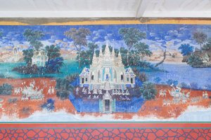 Freski Reamkera zdobiące ściany kompleksu pałacu królewskiego w Phnom Penh w Kambodży (zdjęcie) autorstwa Unbekannter Künstler