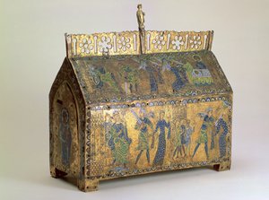 Relikwiarz ze scenami z życia św. Walerii, Limoges, ok. 1175 (drewno, miedź złocona i emalia champleve) autorstwa Unbekannt