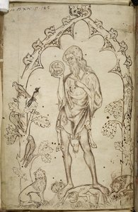 Royal MS 10 B XIV f.3 St John the Baptist (pióro i atrament na papierze) autorstwa Unbekannter Künstler