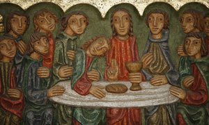 Rzeźba ołtarza głównego katedry Saint-Samson: Ostatnia wieczerza (Claude Gruer 1980), Dol-de-Bretagne, Francja autorstwa Unbekannt