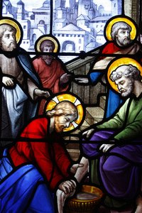 Kościół św. Aignana Jezus myjący stopy swoim uczniom, Chartres, Francja autorstwa Unbekannt