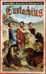 Święty Eustachy w jaskini lwów, koniec XIX wieku (ilustracja) autorstwa Unbekannter Künstler