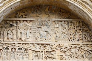 Tympanon kościoła opactwa Sainte Foy : Chrystus w chwale i Sąd Ostateczny, Conques, Francja autorstwa Unbekannt