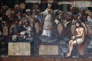 Muzeum i klasztor w San Francisco, Quito, Ekwador. Obraz przedstawiający proces Jezusa (fotografia) autorstwa Unbekannter Künstler