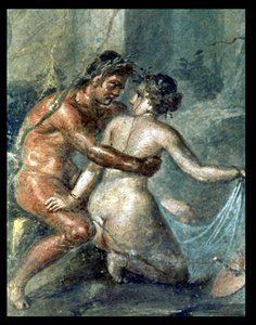 Satyr i Maenad, fragment malowidła ściennego w Pompejach autorstwa Unbekannter Künstler