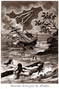 Statek zniszczony przez piorun autorstwa Unbekannter Künstler