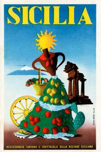 Sycylia - plakat turystyczny autorstwa Unbekannter Künstler