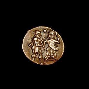 Srebrna moneta stater, starożytna Grecja, wyspy Thasos u wybrzeży Tracji, 500 r. p.n.e. Ważne arcydzieło klasycznej starożytności ze wspaniałymi biesiadnikami (zdjęcie) autorstwa Unbekannter Künstler